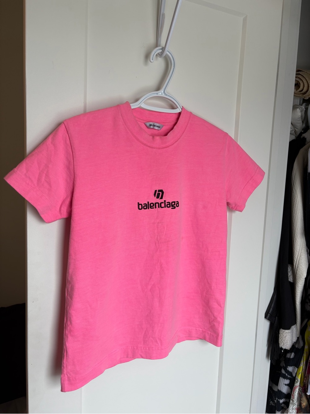 Balenciaga Bright Pink Logo Tee